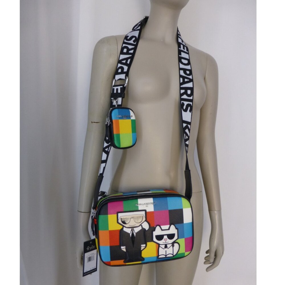 NWT Karl Lagerfeld Maybelle Crossbody in Multi Color Bright w/ Detachable Coin - Picture 16 of 16